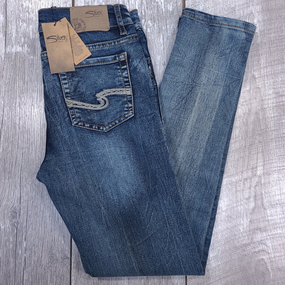 Silver Jeans Amy Jeans Girls Size 16 Blue Skinny Stretch Dark Wash Denim